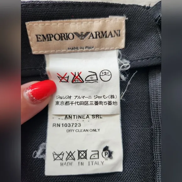 Emporio Armani Black Wool Pencil Skirt Small Knee Length Italy 40 Career Luxury