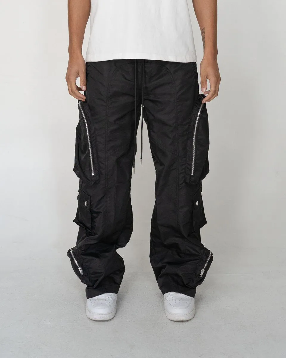 EPTM BAGGY MOON ZIP CARGO PANTS (BLACK)