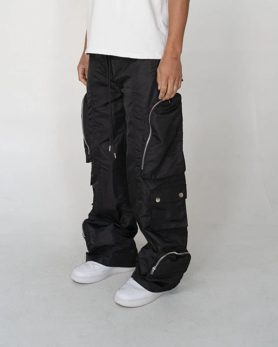 EPTM BAGGY MOON ZIP CARGO PANTS (BLACK)