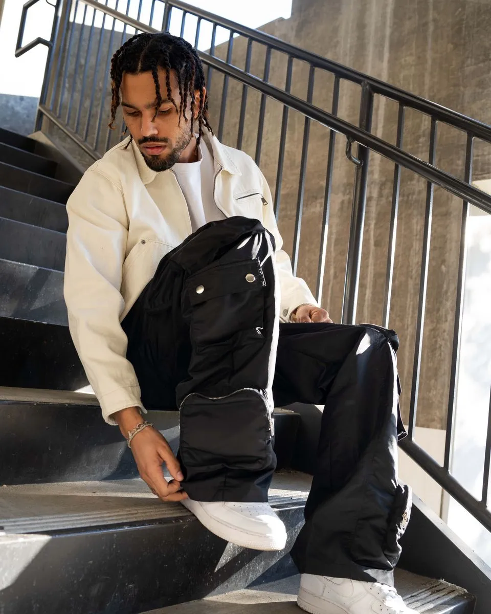 EPTM BAGGY MOON ZIP CARGO PANTS (BLACK)