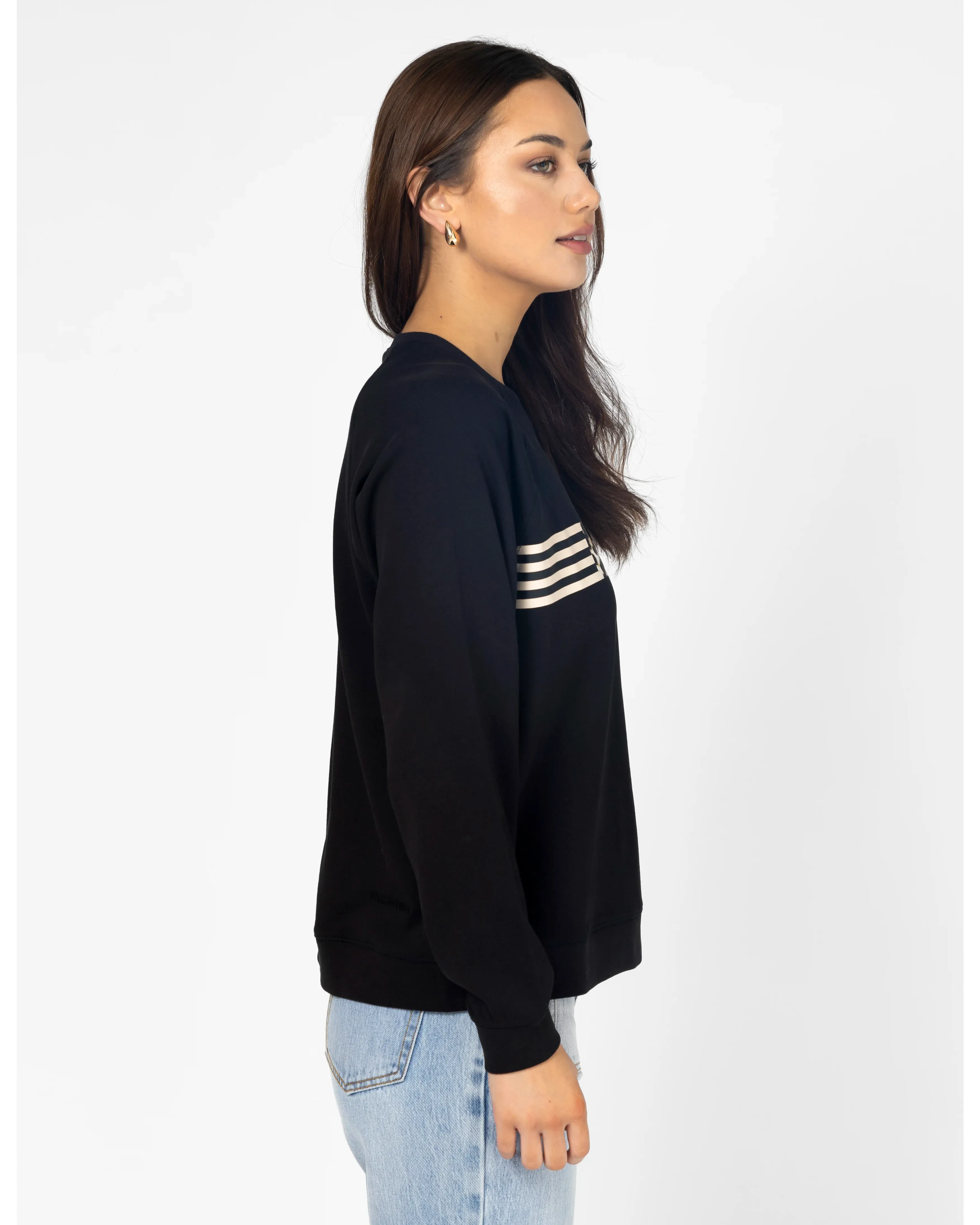 Everyday Sweater Leopard Cross With Stripes - Black