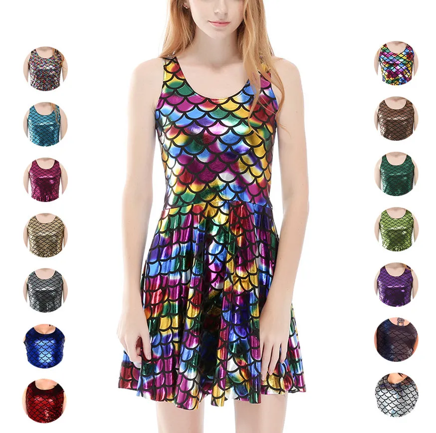 Explosion Models Fish Scales Shiny Pleated Large Poncho