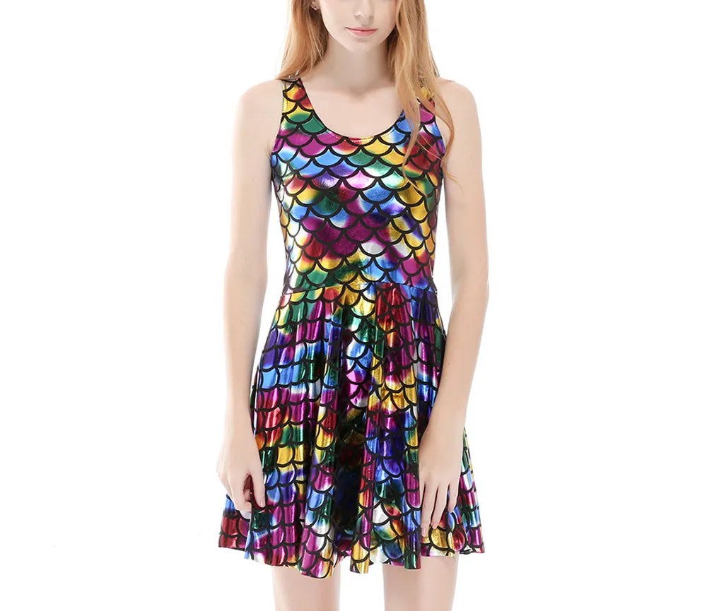 Explosion Models Fish Scales Shiny Pleated Large Poncho