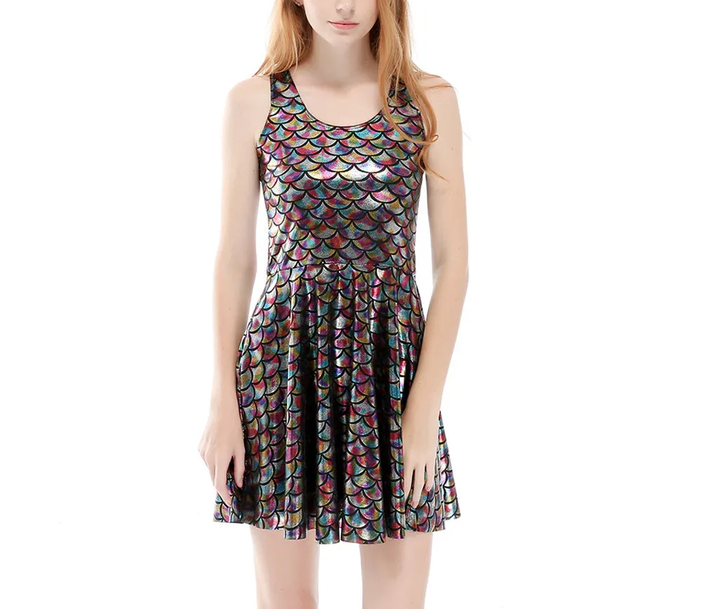 Explosion Models Fish Scales Shiny Pleated Large Poncho