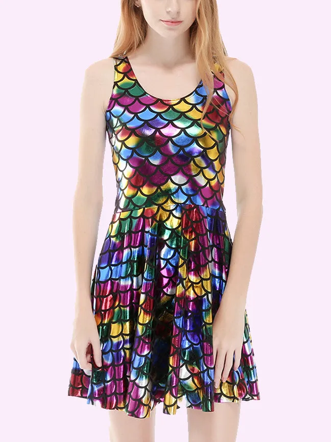 Explosion Models Fish Scales Shiny Pleated Large Poncho