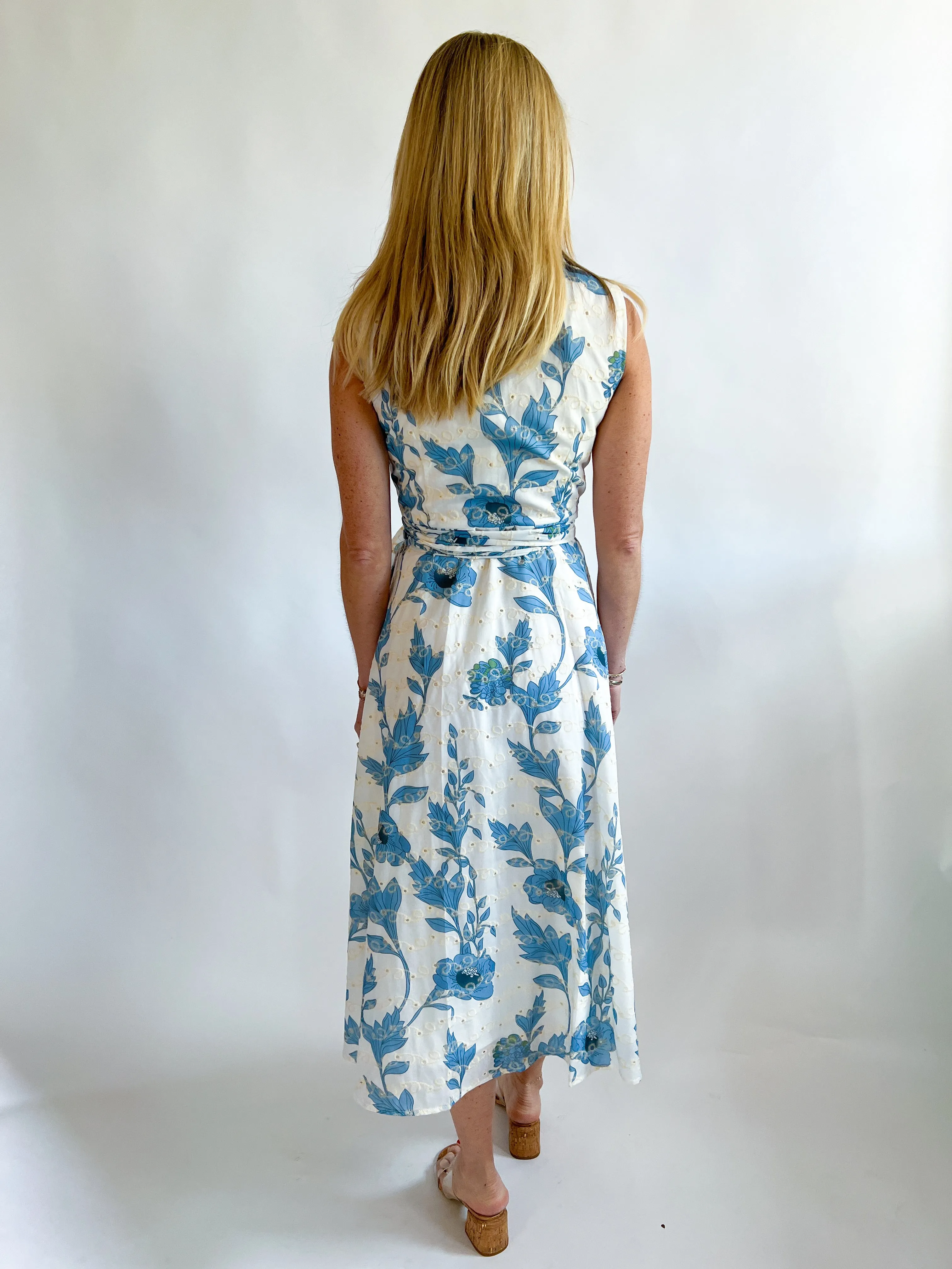 Eyelet Overlap Midi Dress