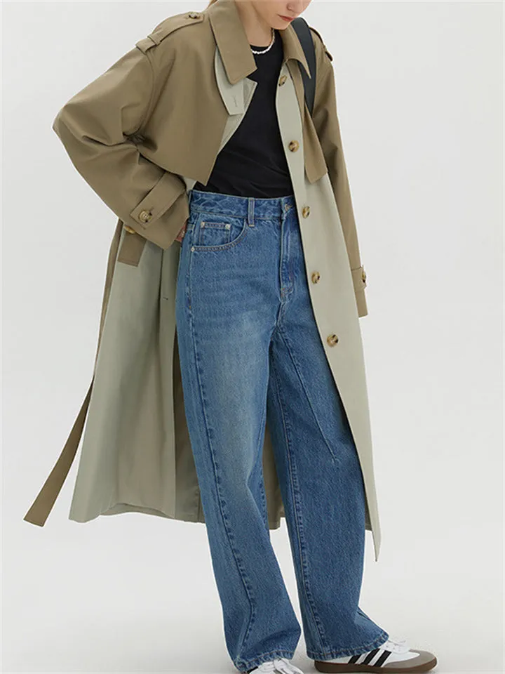 Fashion Single Breasted Mid-Length Trench Coat for Women