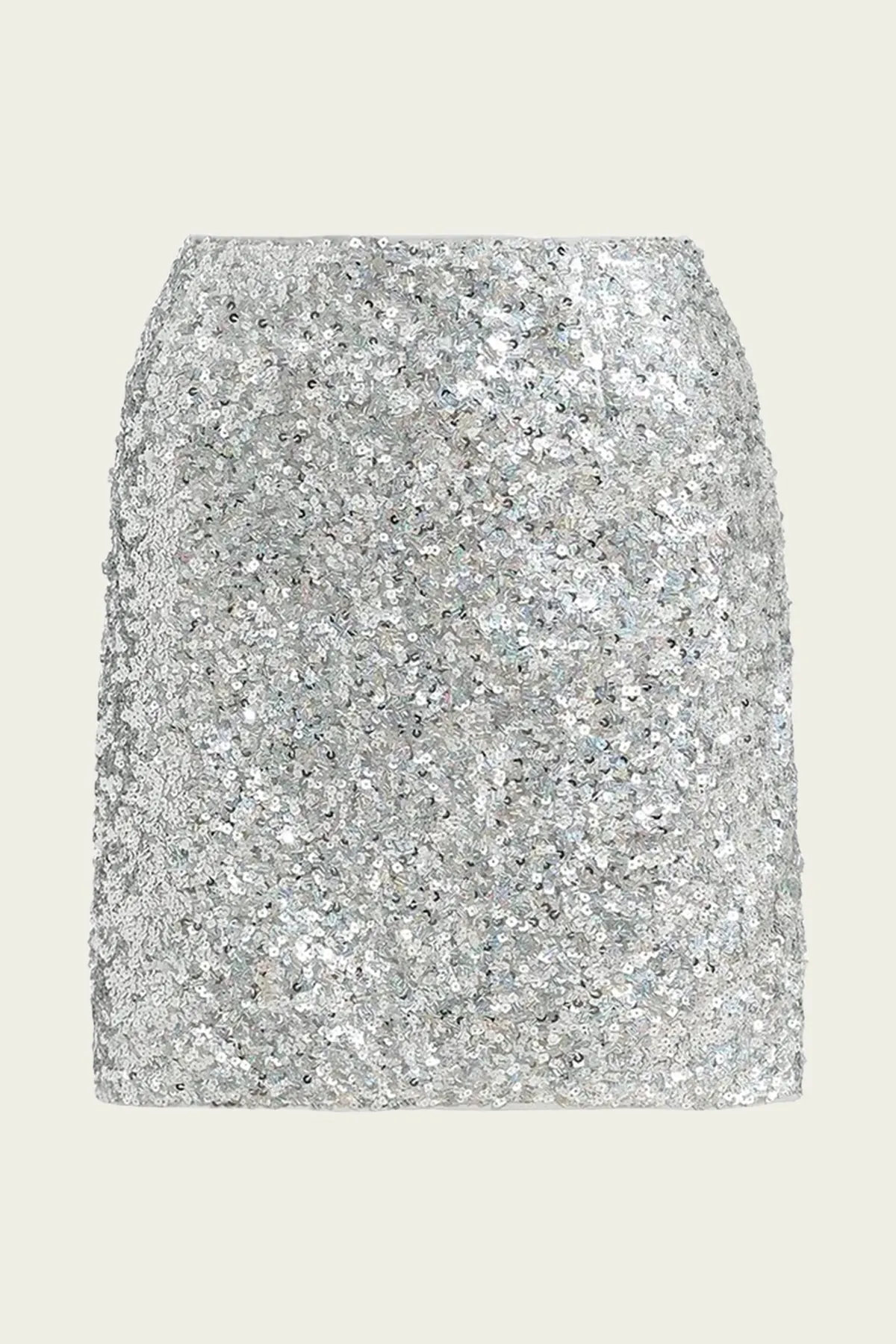 Ferlin Sequin-Embellished Mini Skirt in Silver