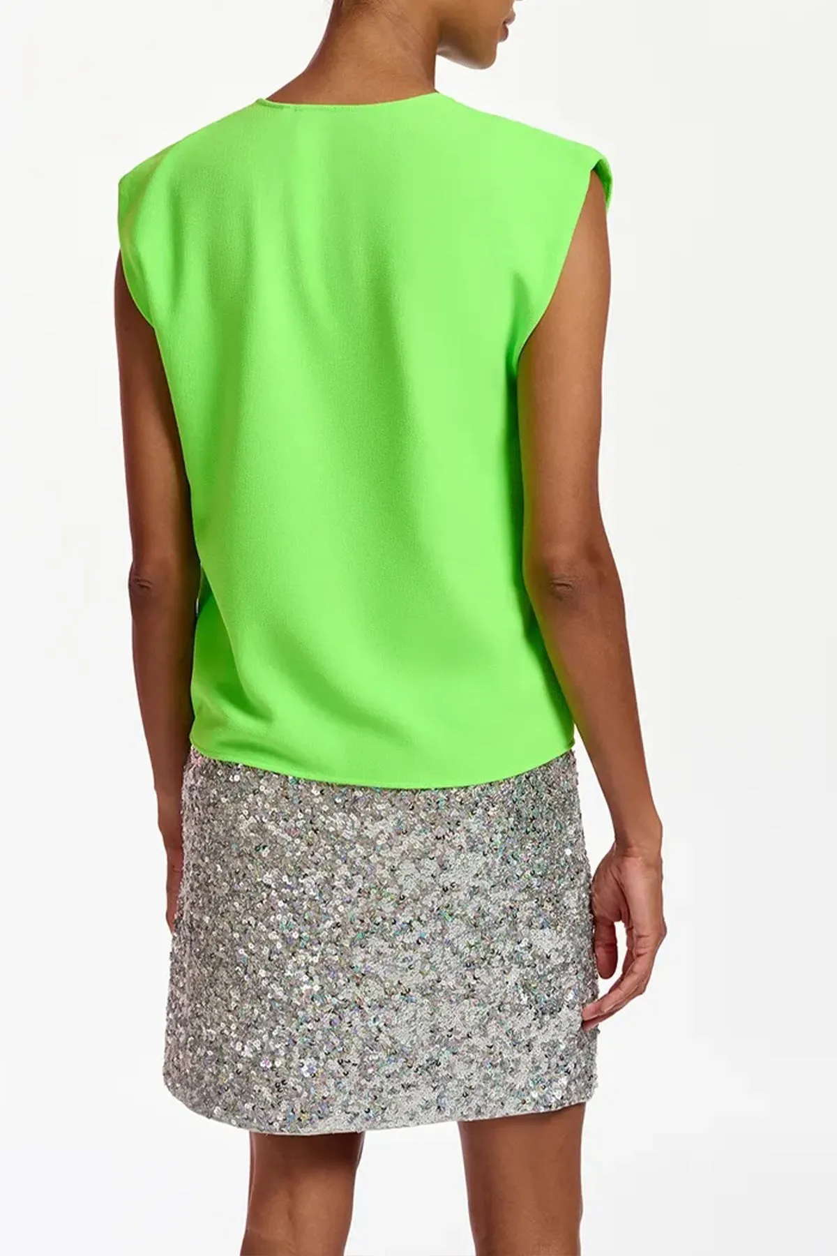 Ferlin Sequin-Embellished Mini Skirt in Silver