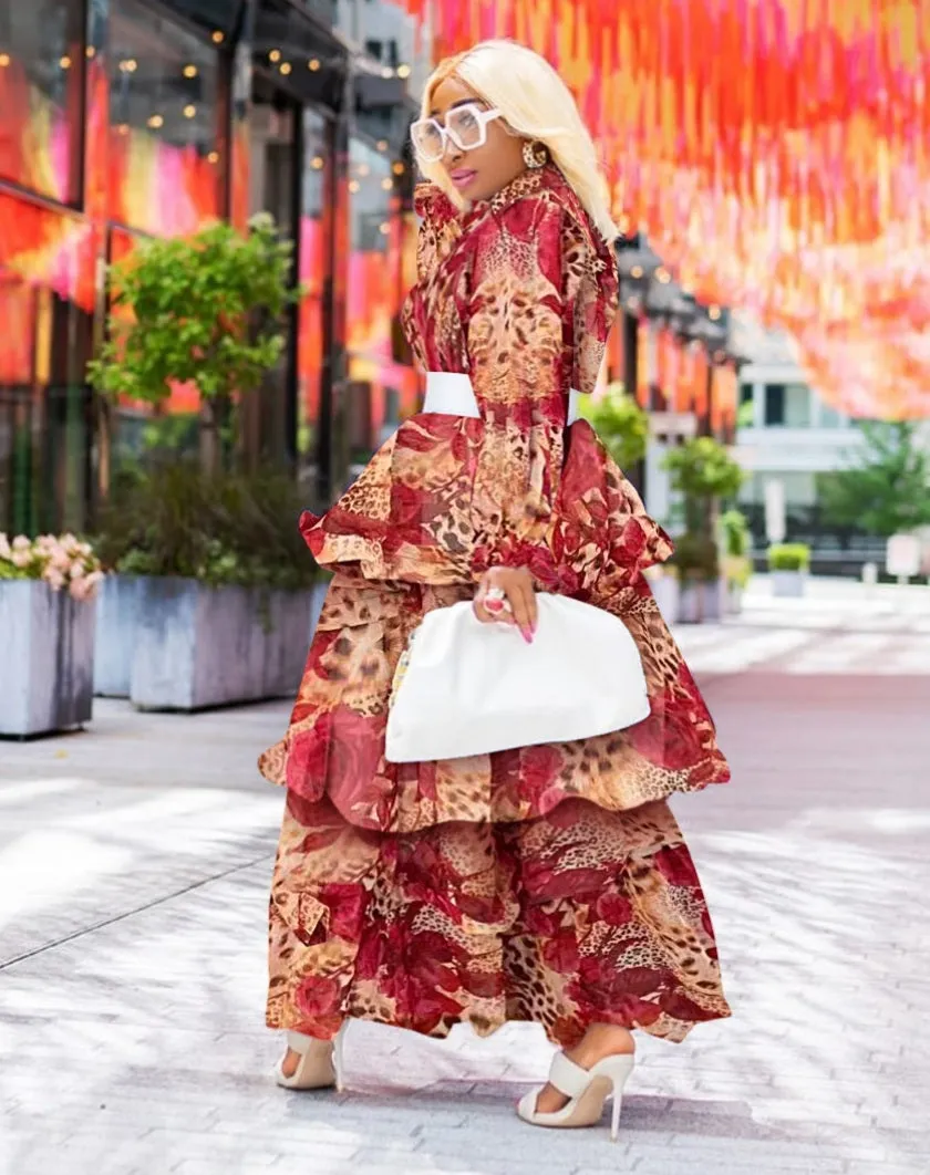 FINAL SALE! Dahlia Exquisite- Layer Ruffle Maxi Dress (CLEARANCE OUTLET! Final Sale/No Return/No Exchange!)