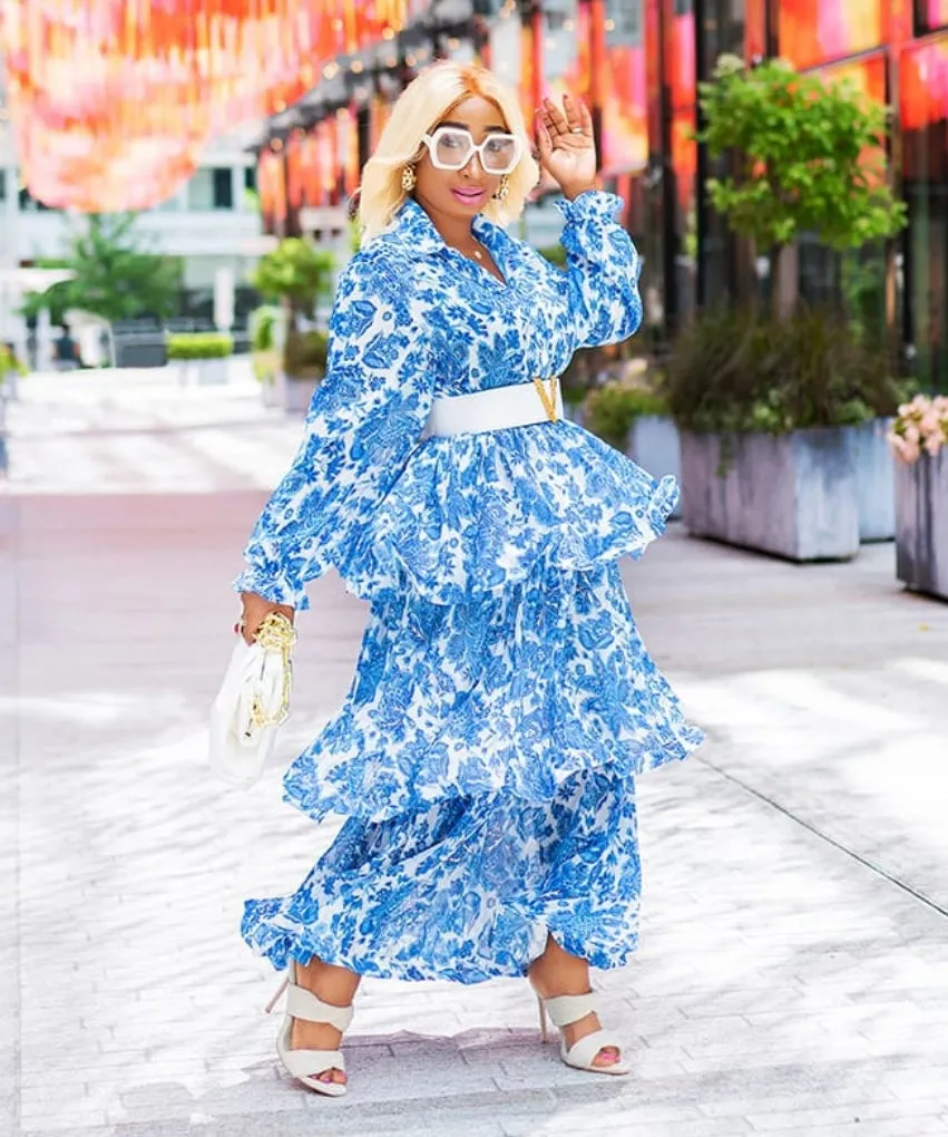 FINAL SALE! Dahlia Exquisite- Layer Ruffle Maxi Dress (CLEARANCE OUTLET! Final Sale/No Return/No Exchange!)
