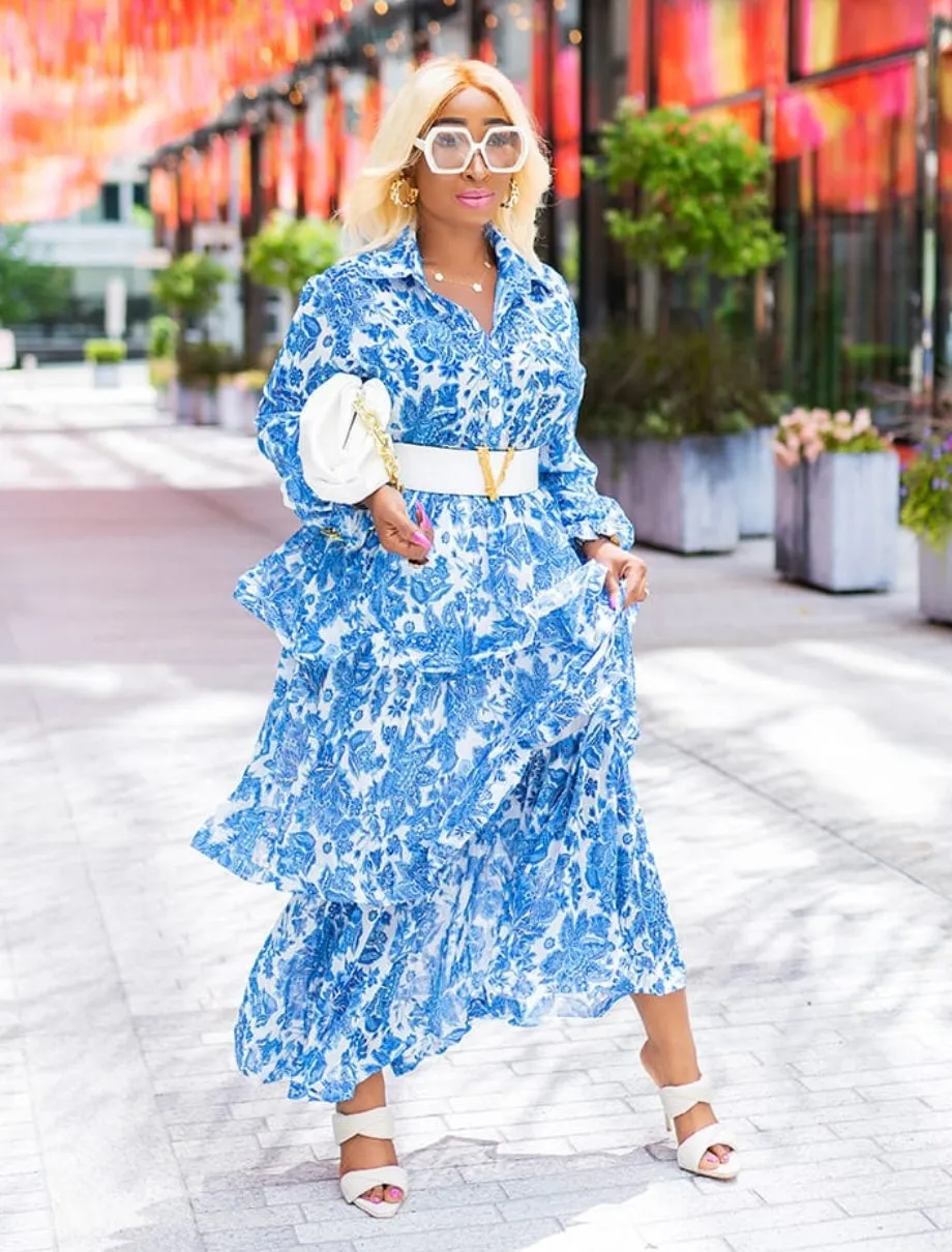 FINAL SALE! Dahlia Exquisite- Layer Ruffle Maxi Dress (CLEARANCE OUTLET! Final Sale/No Return/No Exchange!)