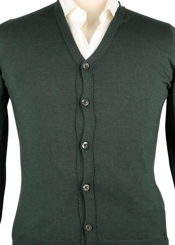 Fiori Di Lusso Dark Green V-Neck Cardigan