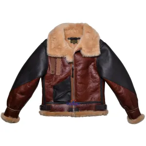 FiveStar leather Repro USAAF Type B-3 Bomber Aviator Pilot Reddish Brown Sheep Leather Flight Jacket
