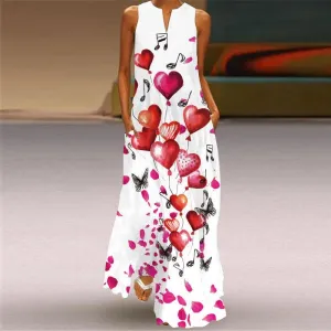 Floral Print V-neck Summer Maxi Dresses