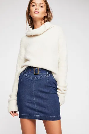 FREE PEOPLE DENIM SKIRT BLUE