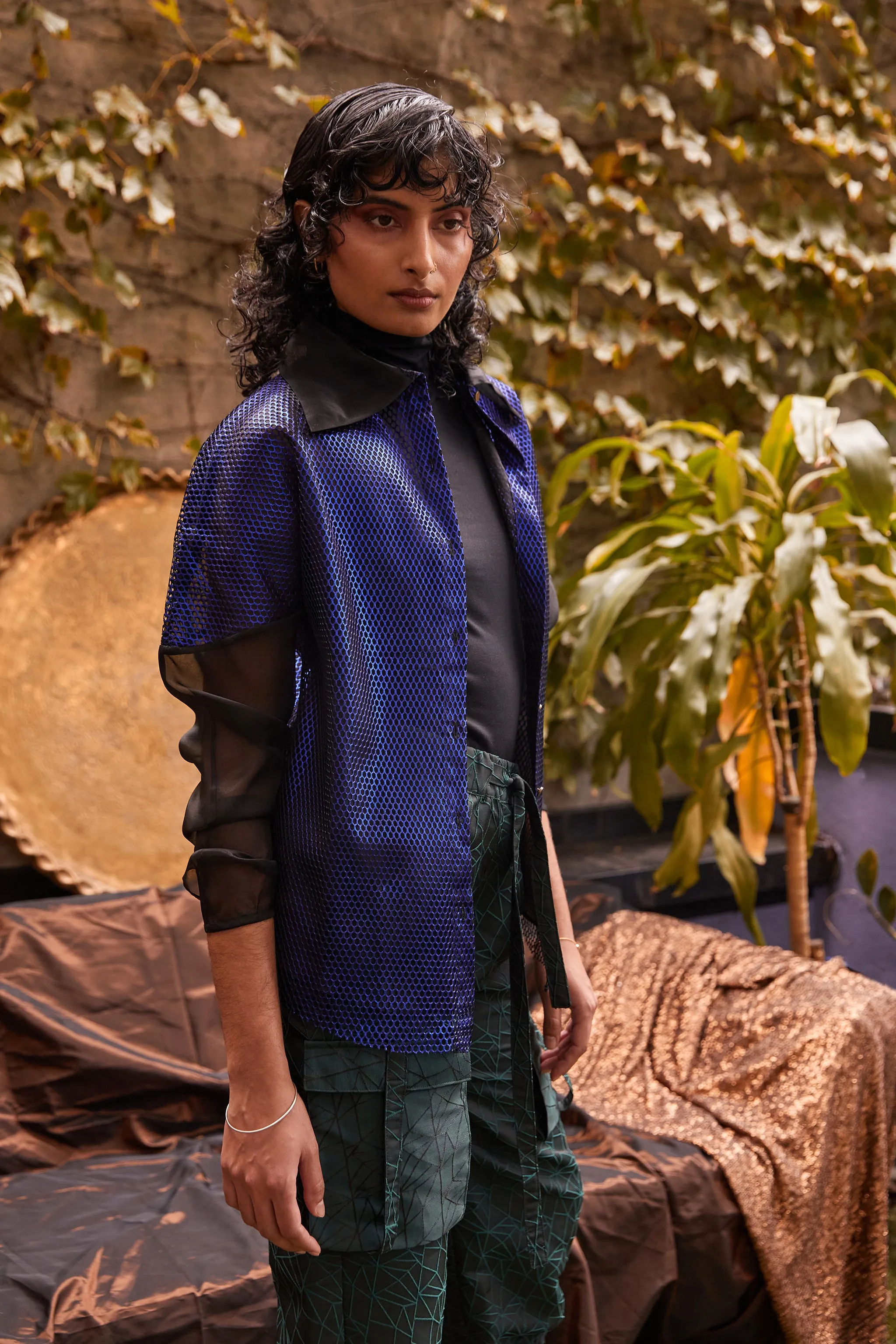 Geometric Brocade Cargo Pants