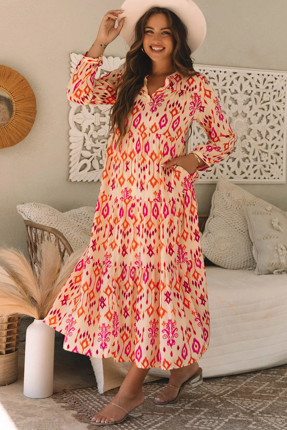 Geometric Printed Maxi Dress