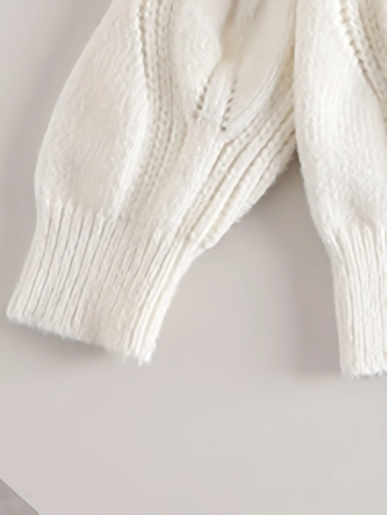 Girls Sweet Bow Decor Cable Knit Round Neck Sweater Tops, Kids Winter/ Fall Outfit, Gift Idea