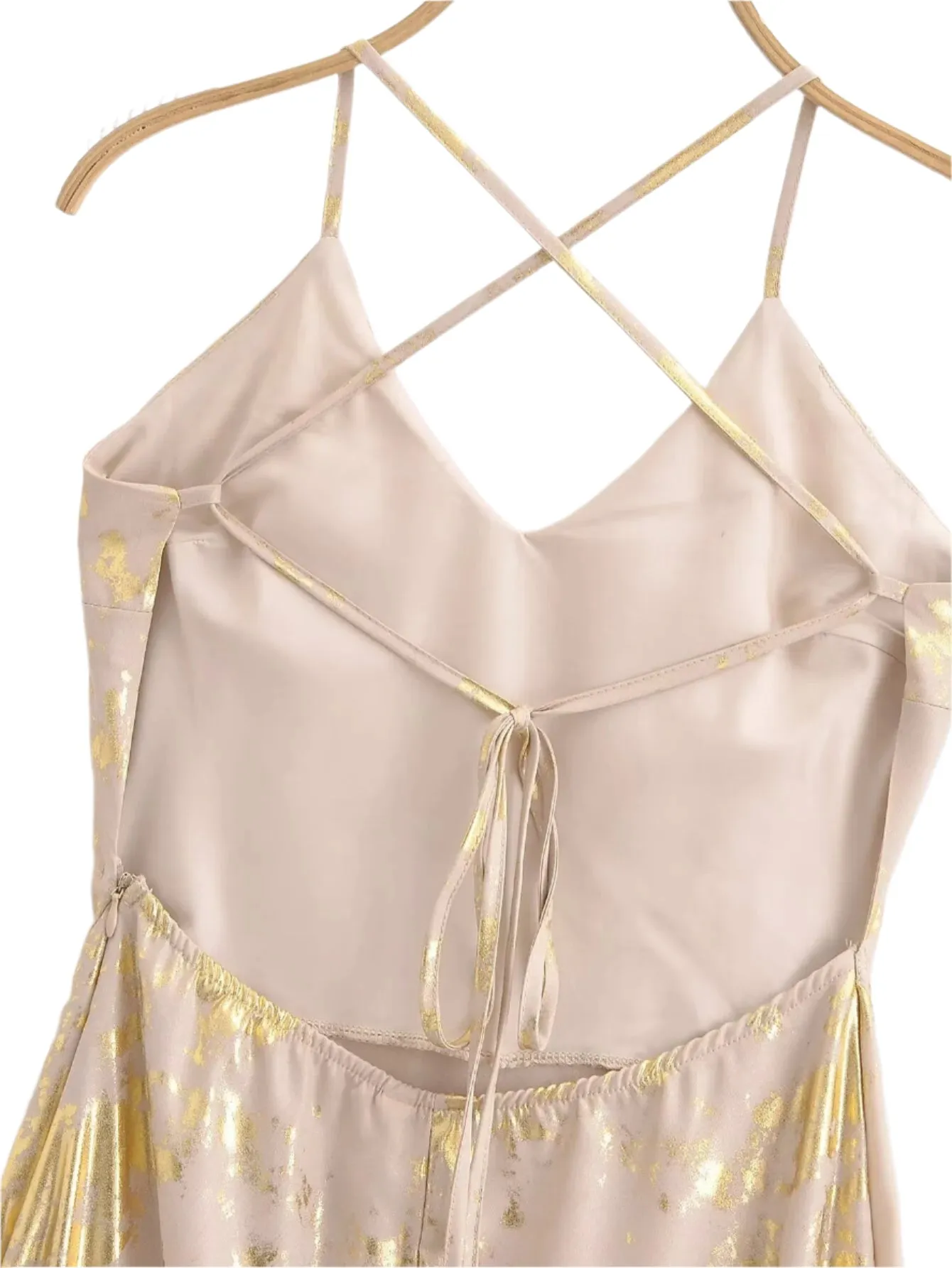 Gold Flecked Cross Back Maxi Dress