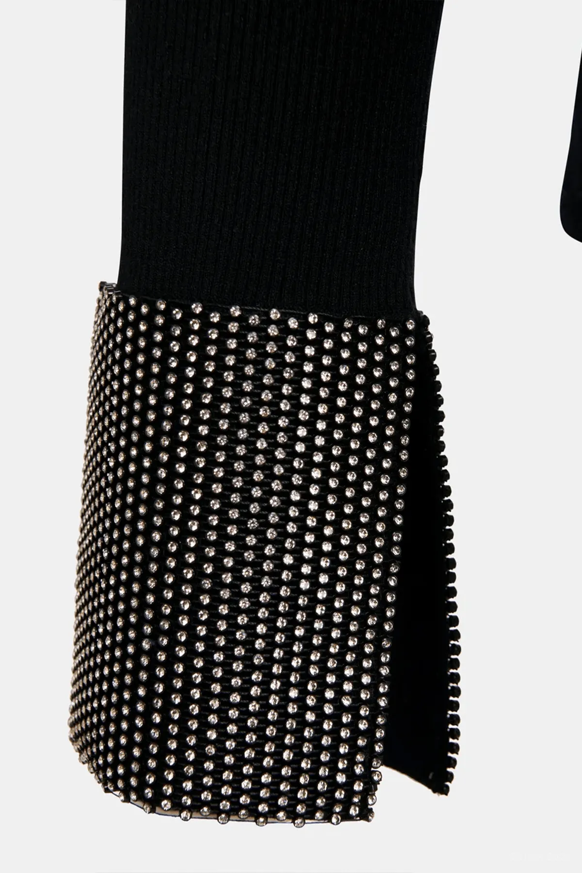 Gomi Rhinestone Cuff Knit Sweater in Black