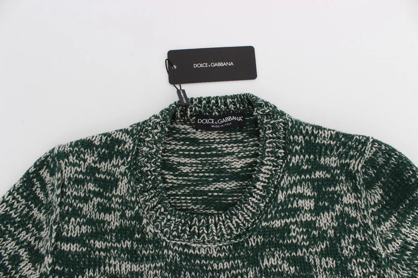 Green Wool Knitted Crewneck Sweater Top