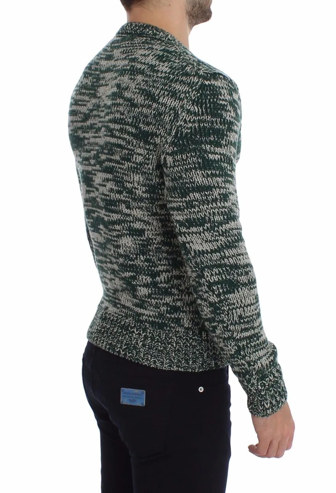 Green Wool Knitted Crewneck Sweater Top