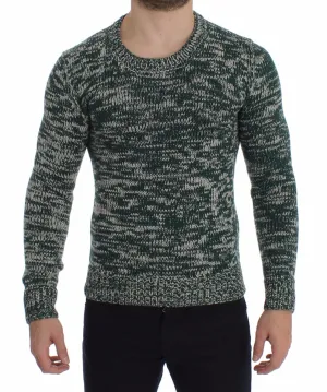 Green Wool Knitted Crewneck Sweater Top