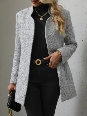 Grey Open Front Overcoat