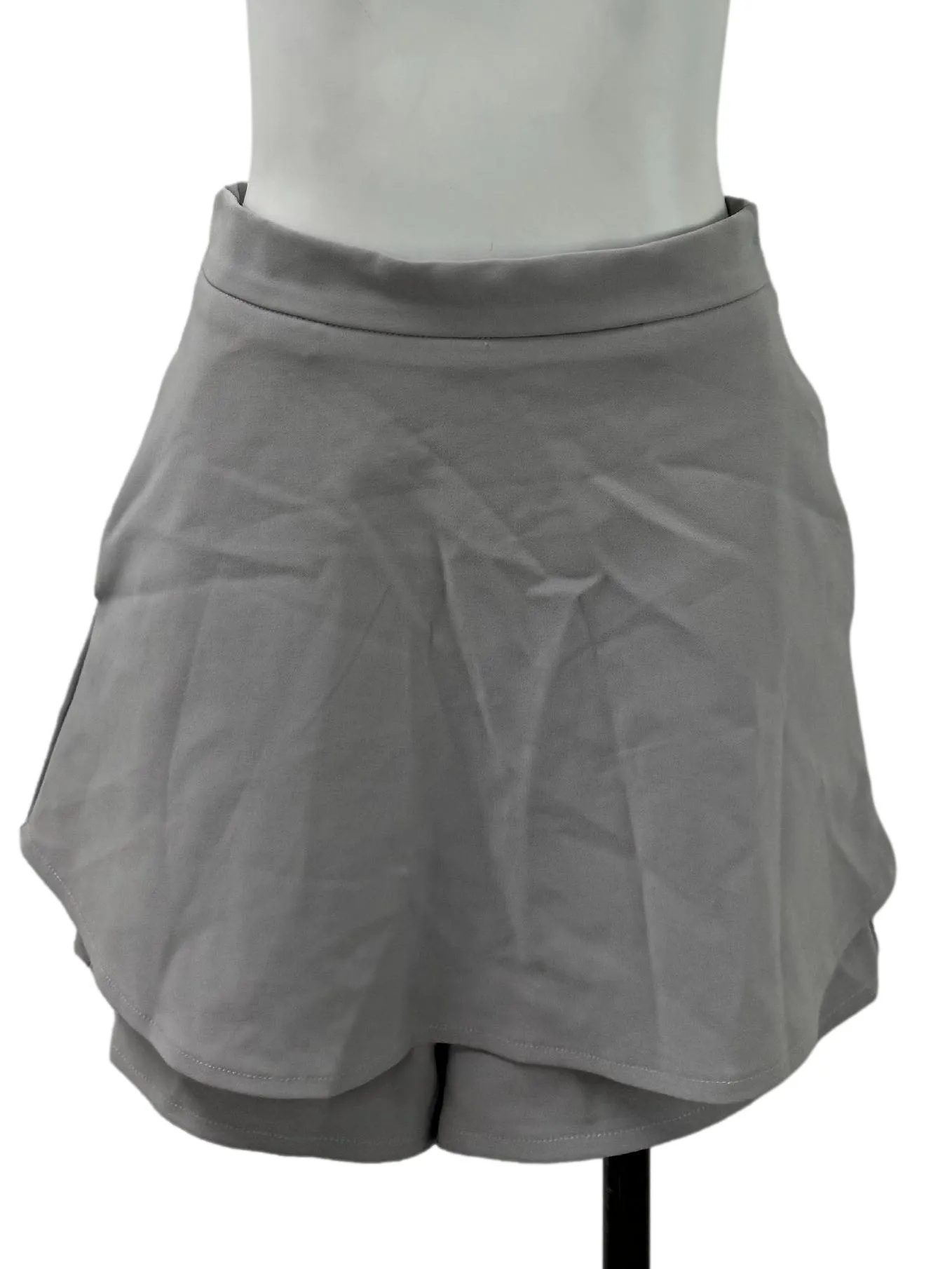 Grey Ruffle Edge Mini Skirt