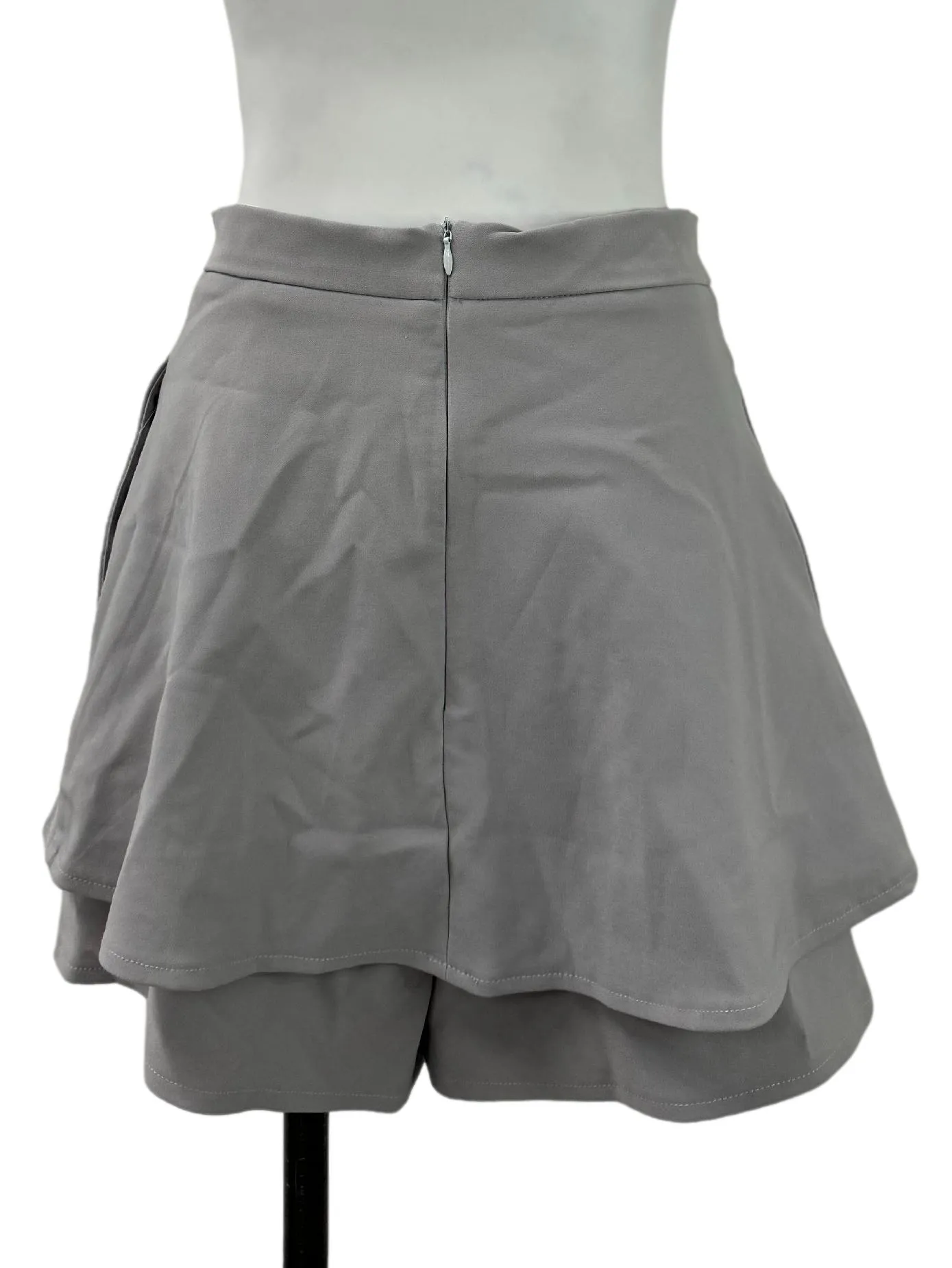 Grey Ruffle Edge Mini Skirt