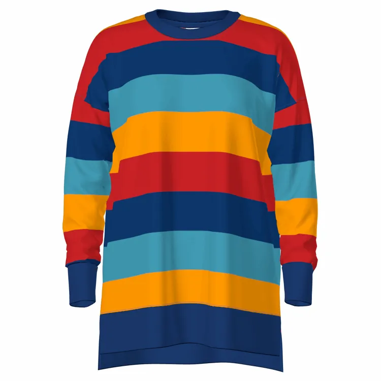 Hannah - Red Orange Blue Block Stripe