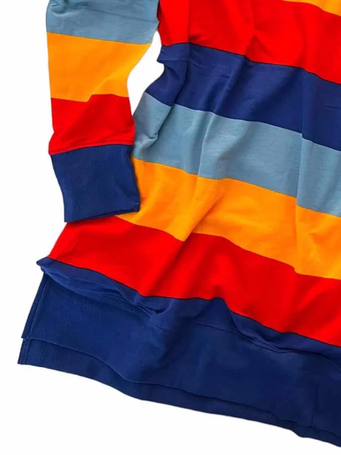 Hannah - Red Orange Blue Block Stripe