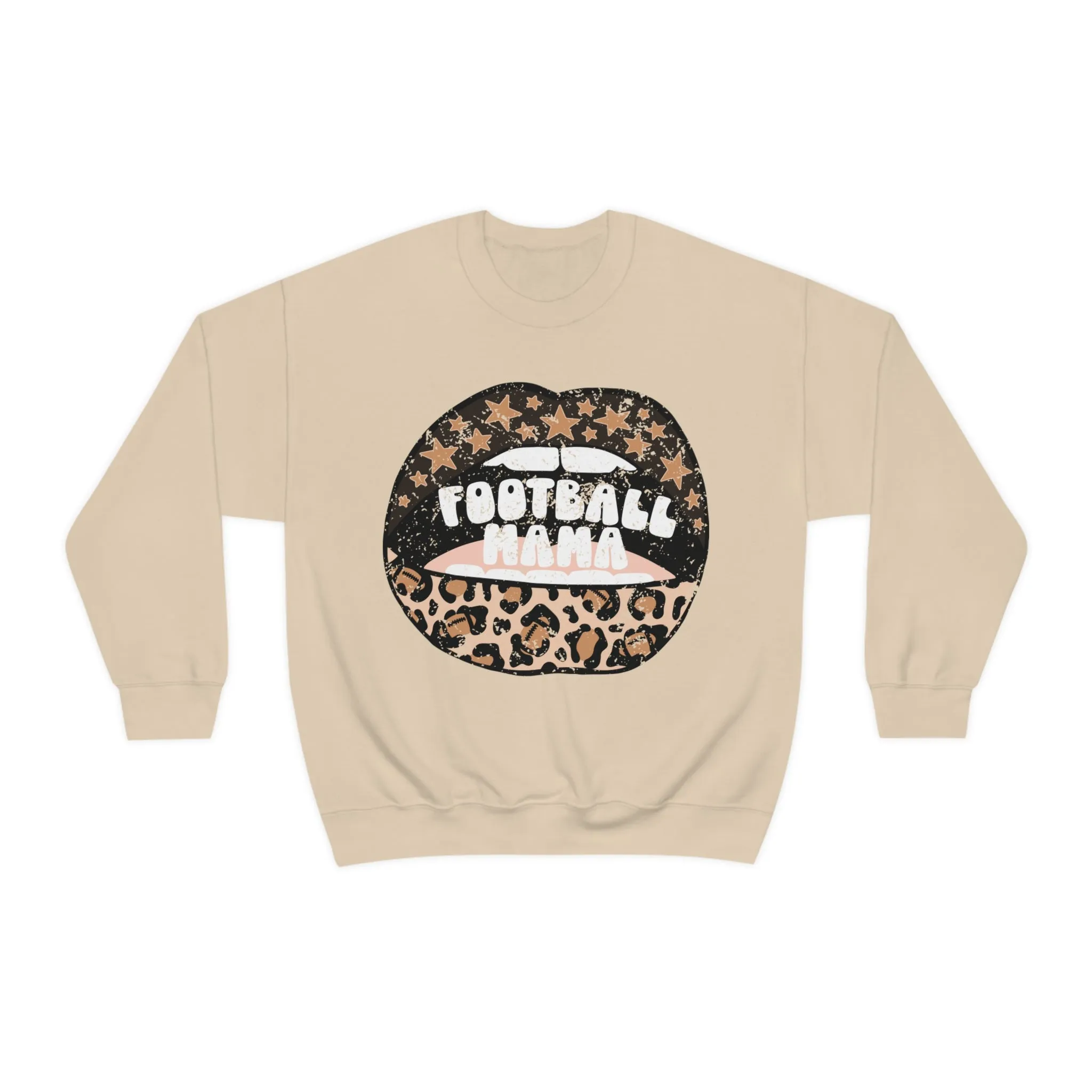 Hazel Blues® |  Football Mama Leopard Lips Sweatshirt