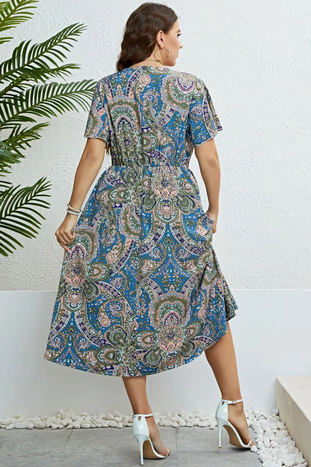 Hazel Blues® |  Printed Flutter Sleeve Midi Dress