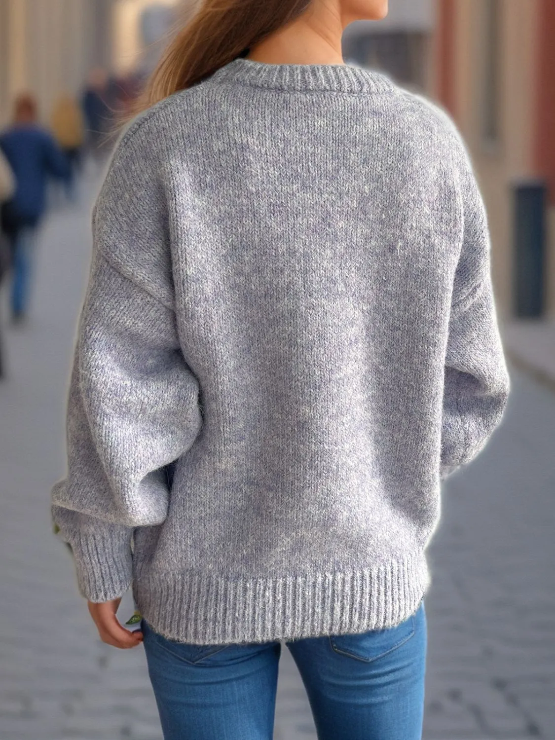 Hazel Blues® |  Round Neck Long Sleeve Sweater
