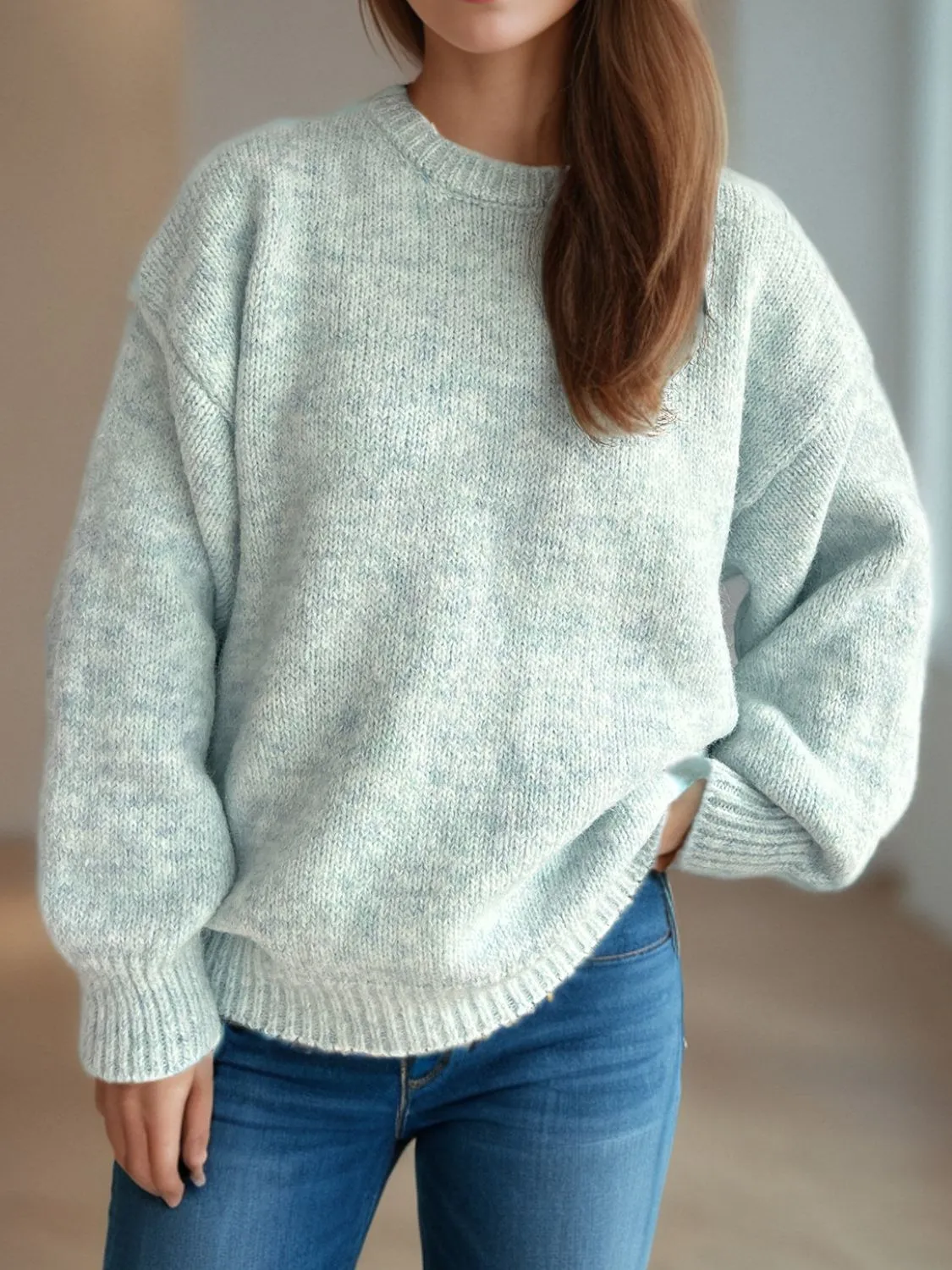 Hazel Blues® |  Round Neck Long Sleeve Sweater