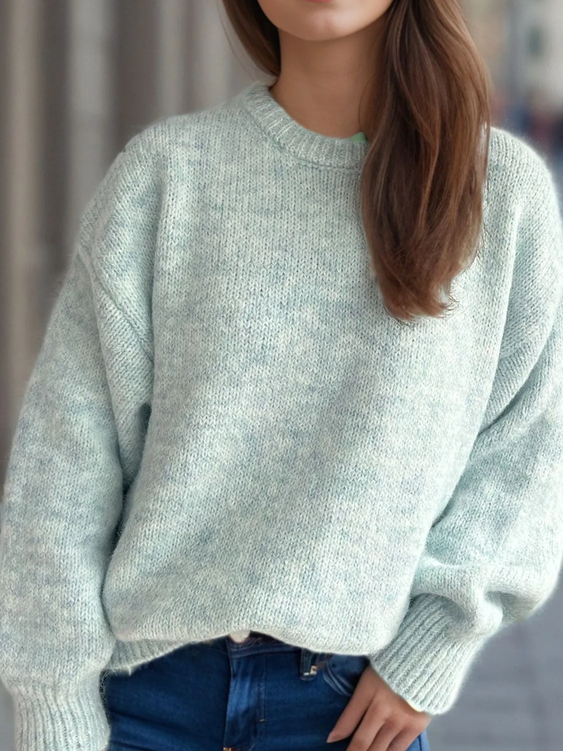 Hazel Blues® |  Round Neck Long Sleeve Sweater