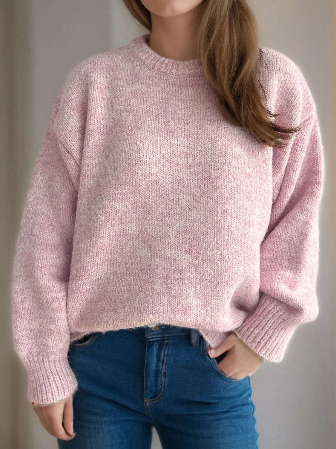 Hazel Blues® |  Round Neck Long Sleeve Sweater