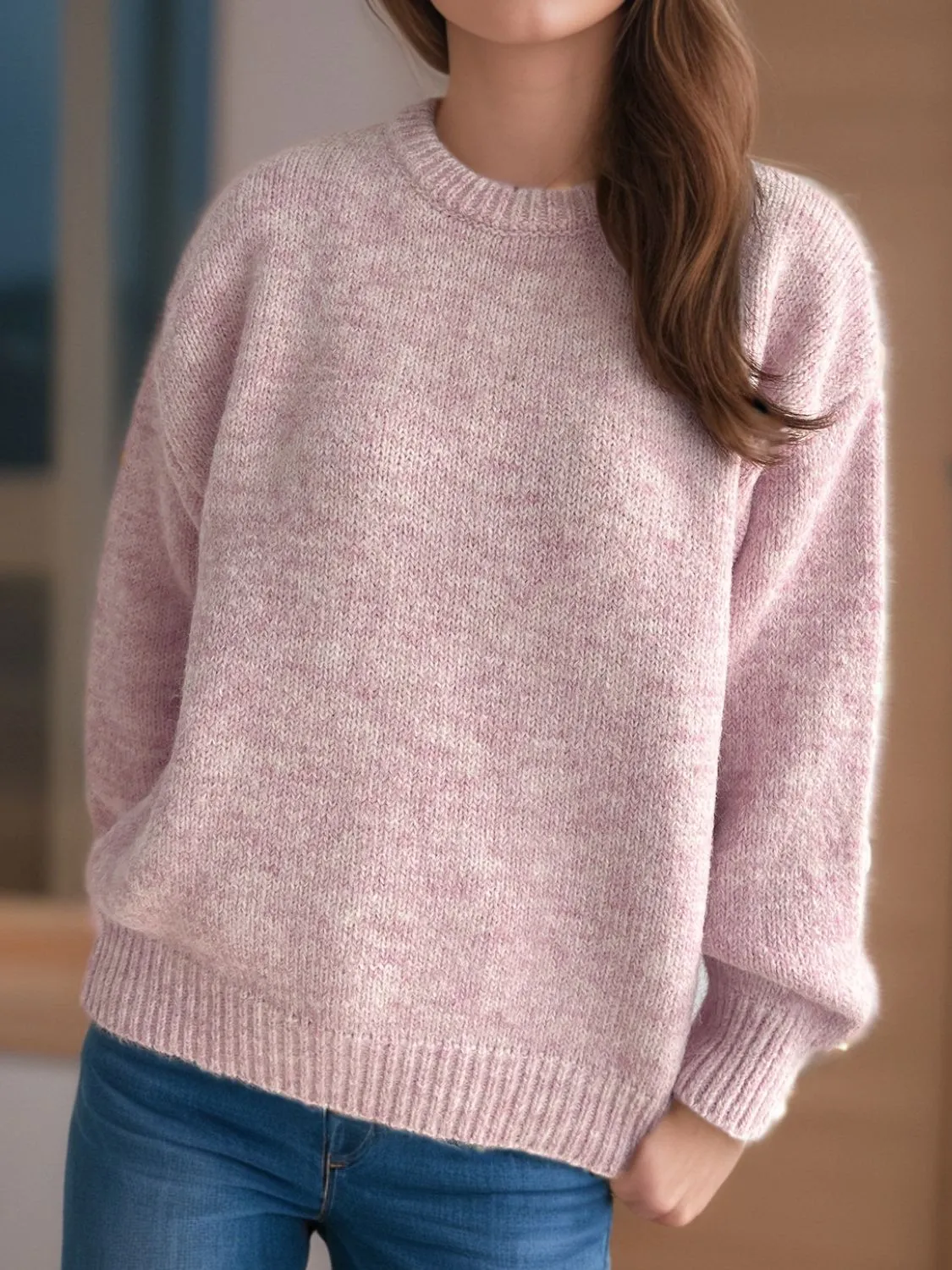 Hazel Blues® |  Round Neck Long Sleeve Sweater