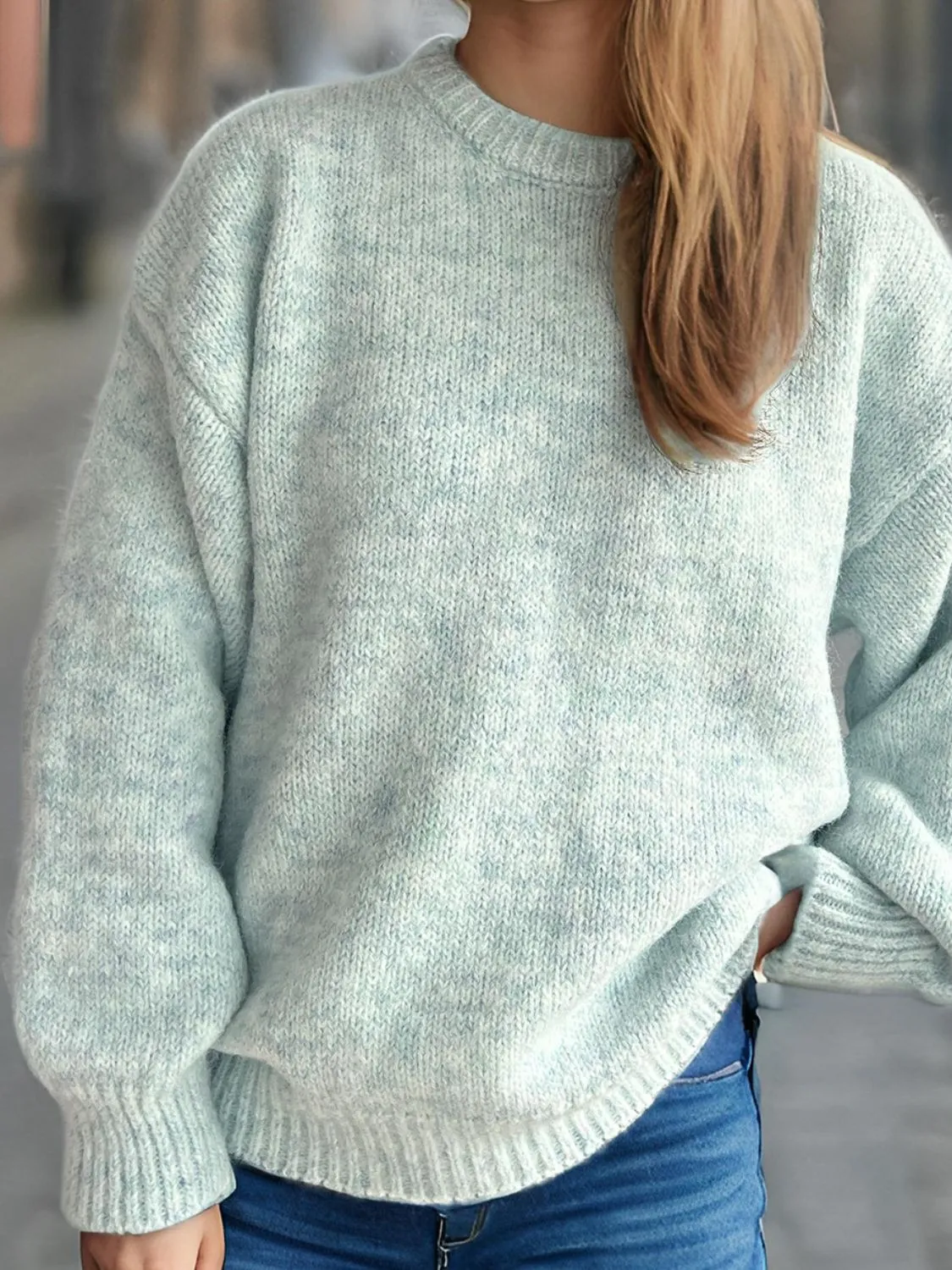Hazel Blues® |  Round Neck Long Sleeve Sweater