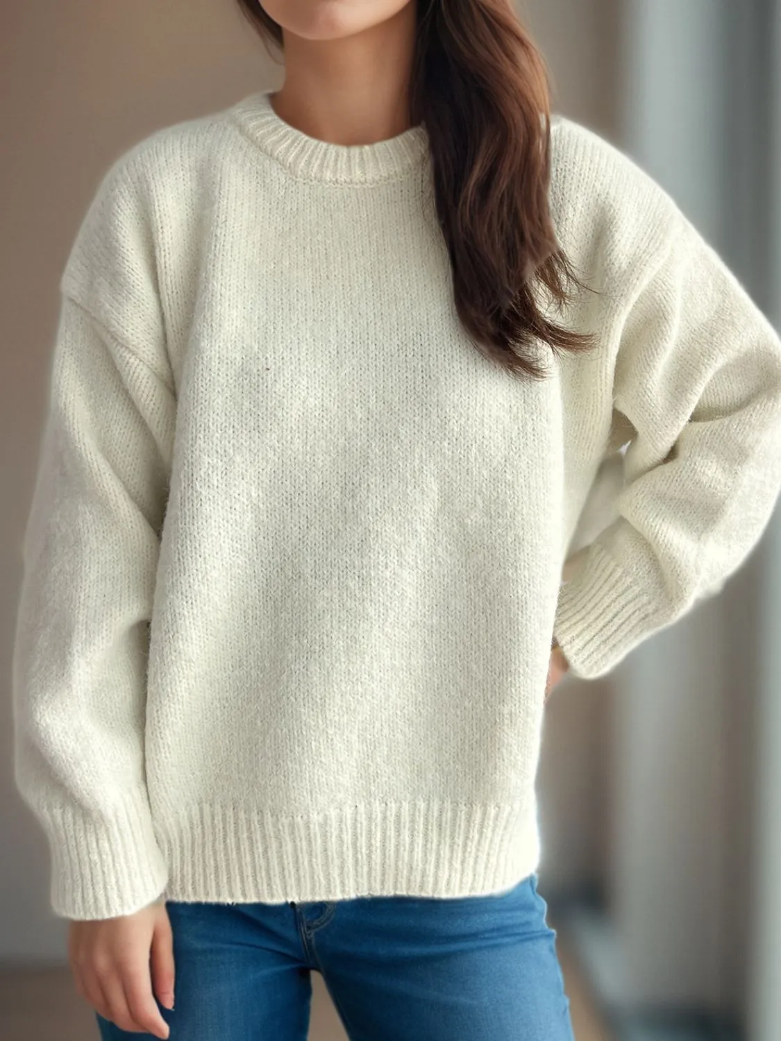 Hazel Blues® |  Round Neck Long Sleeve Sweater
