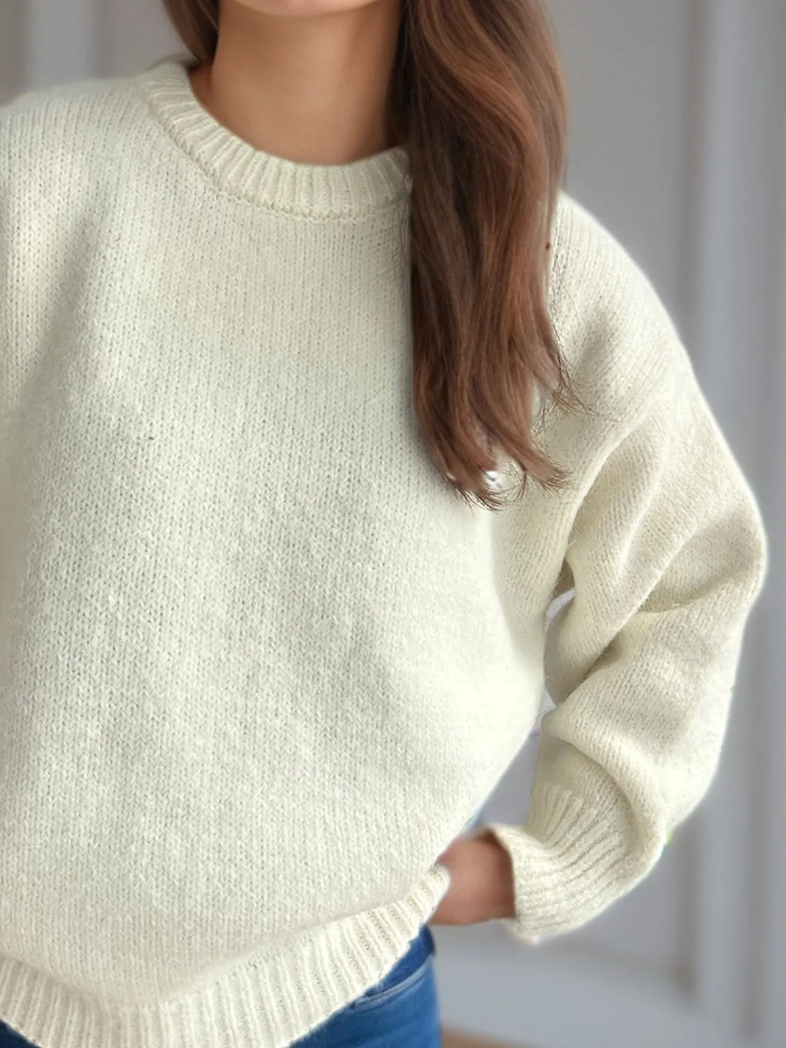 Hazel Blues® |  Round Neck Long Sleeve Sweater