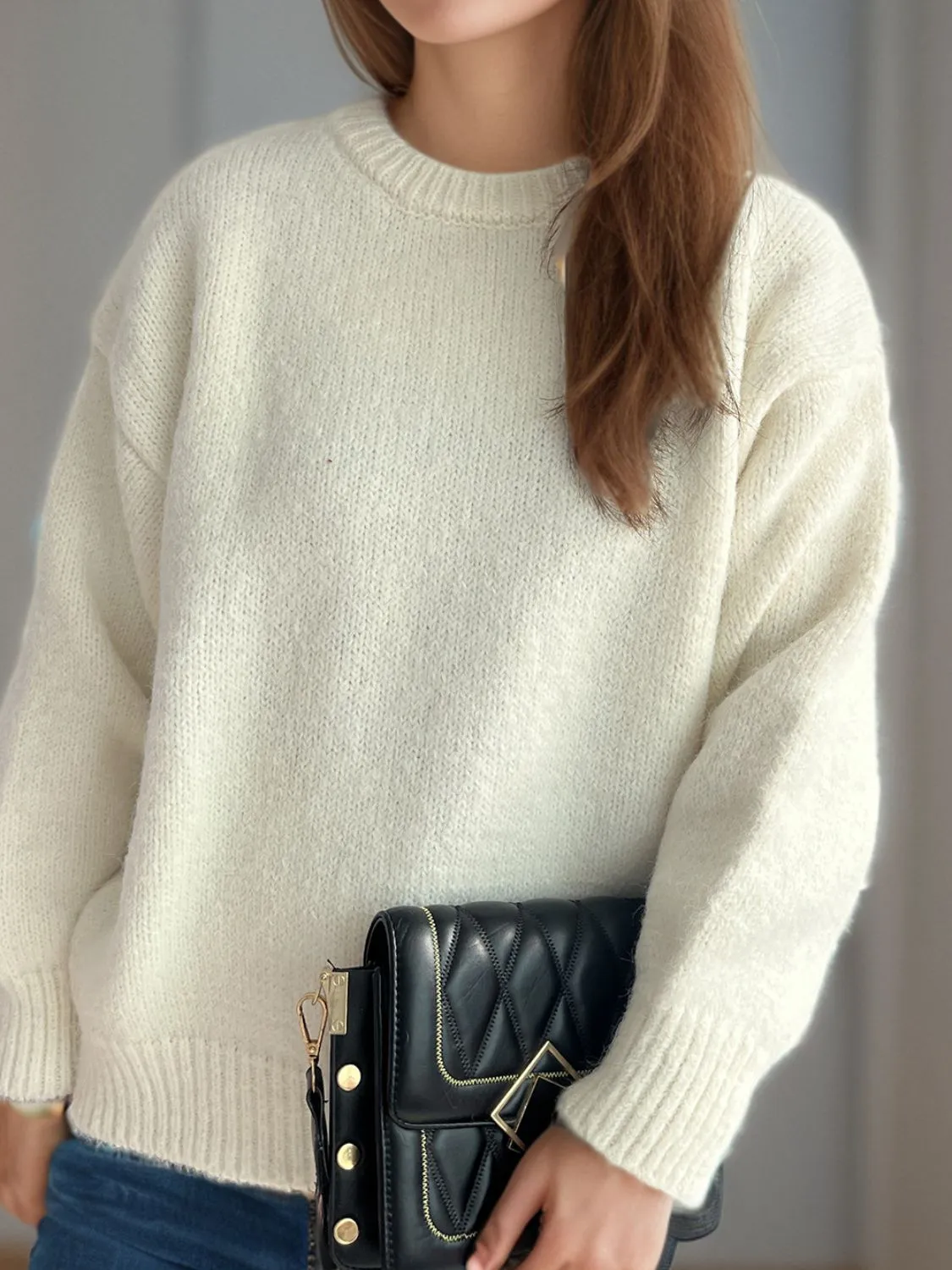 Hazel Blues® |  Round Neck Long Sleeve Sweater
