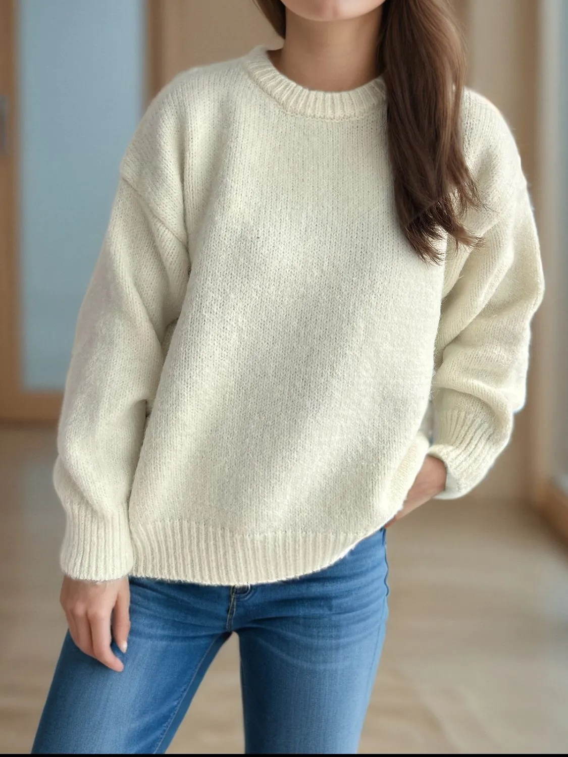 Hazel Blues® |  Round Neck Long Sleeve Sweater