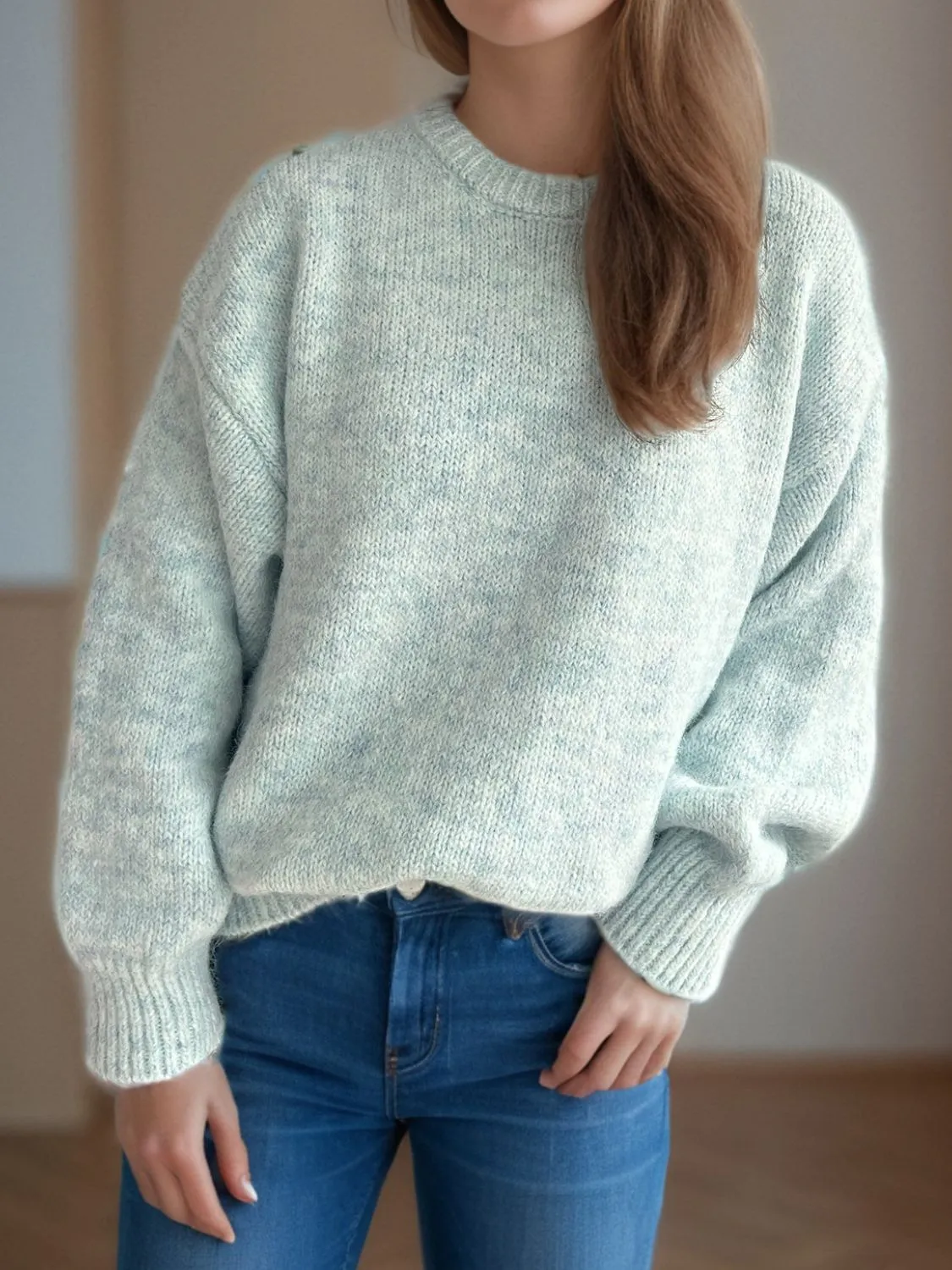 Hazel Blues® |  Round Neck Long Sleeve Sweater