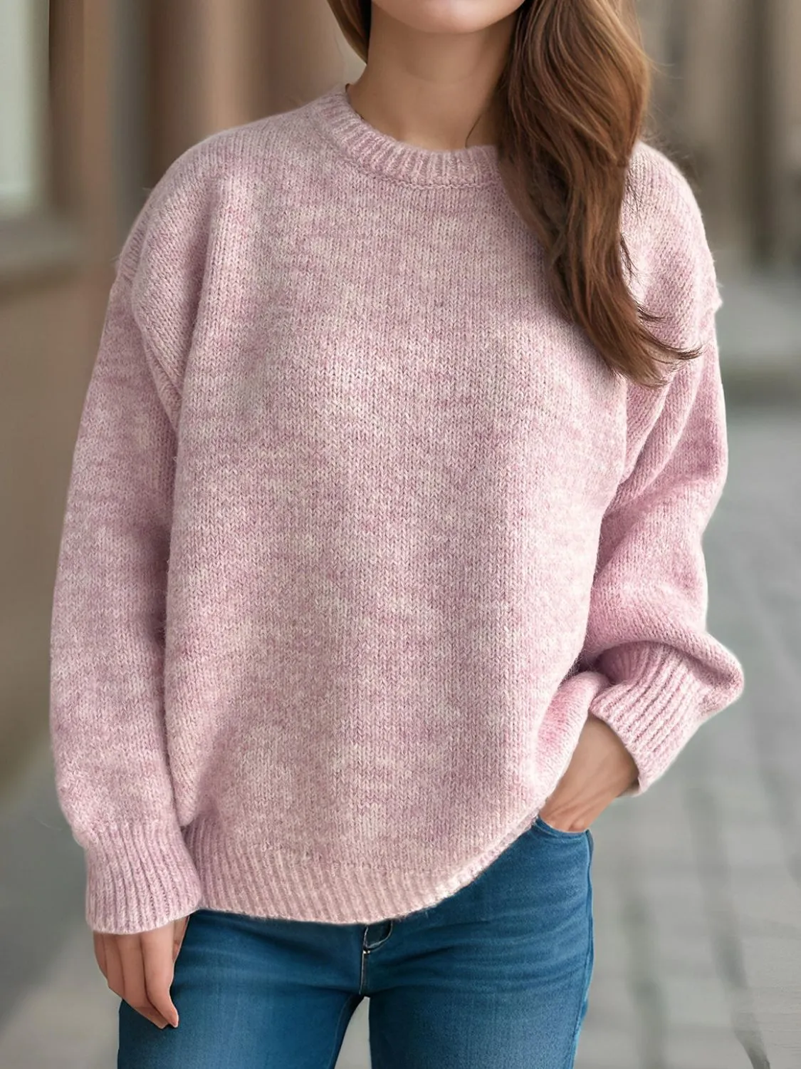 Hazel Blues® |  Round Neck Long Sleeve Sweater