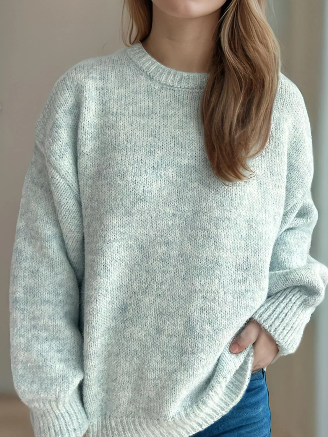 Hazel Blues® |  Round Neck Long Sleeve Sweater