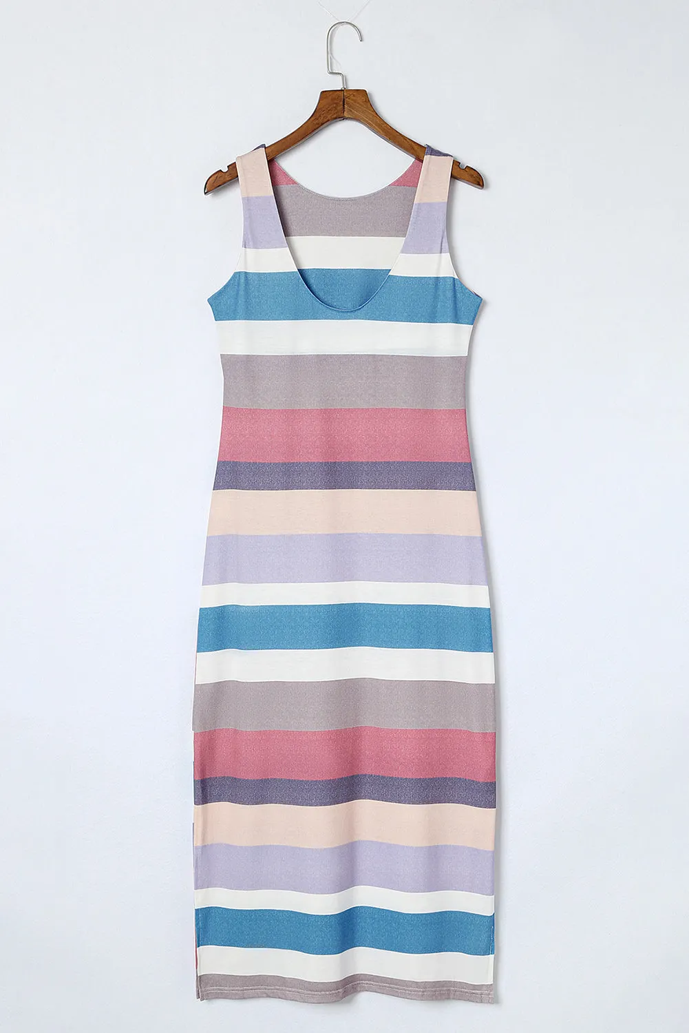 Hazel Blues® |  Striped Slit Sleeveless Maxi Dress