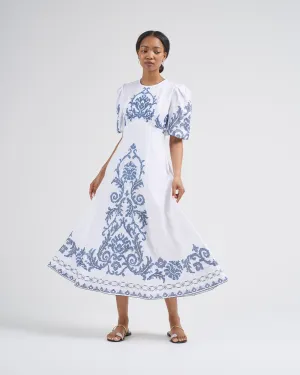 hazel embroidered midi dress